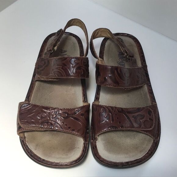 Alegria Women's Verona Yeehaw Brown Leather Slingback Sandals (36) - Picture 3 of 11